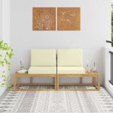 vidaXL Canapea de exterior cu pernă 2 Bucată Alb Lemn Solid de Acacia 901483