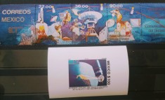 Mexic 1985 cosmos, nave spațiale spatiu satelit Morelos I, serie + bloc nestampilat