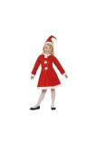 Costum de Moș Crăciun, 2 piese, rochie și căciulă, roșu/alb, 4 - 6 ani