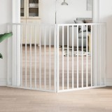 vidaXL Poartă pentru c&acirc;ini pliabilă, 2 panouri, alb, 160 cm, lemn plop