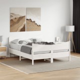Cumpara ieftin Cadru de pat fara saltea, alb, 135x190 cm, lemn masiv de pin
