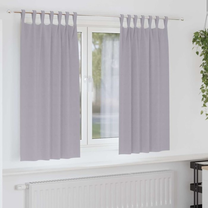 vidaXL Perdele cu perdele 2 pcs Gri metalic 175x140cm Poliester 4107579