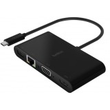 Hub USB-C Belkin Connect, 1 x USB-A 3.0 - 1 x USB-C - 1 x HDMI - 1 x VGA - 1 x RJ45, Negru AVC004btBK