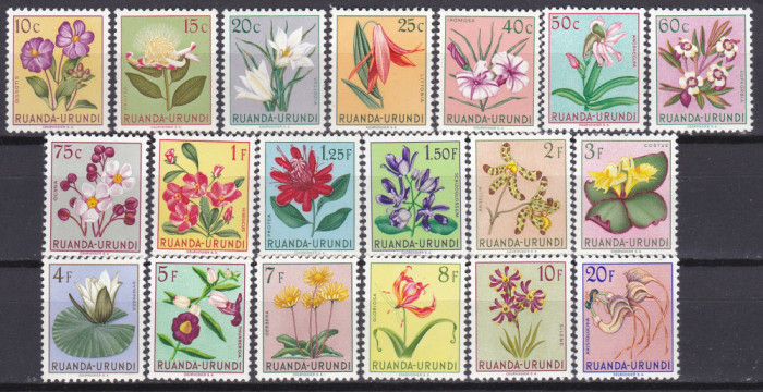 DB1 Flora Flori 1953 Ruanda Urundi 19 v. MNH