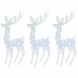 Ren de Craciun 250 LED-uri, 3 buc., alb rece, 180 cm, acril XXL