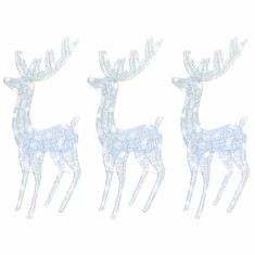 Ren de Craciun 250 LED-uri, 3 buc., alb rece, 180 cm, acril XXL