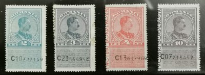 SV * Romania LOT 4 Timbre Fiscale 2 - 3 - 4 - 10 LEI * Perioada Carol II foto