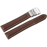 Cumpara ieftin Curea Ceas Piele Naturala Maro Deployant Cusatura Alba 16mm - 24mm 8162702000