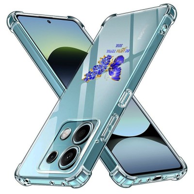 Husa antisoc pentru xiaomi redmi note 14s airbag tpu, col&amp;Egrave;uri ranforsate- butterfly albastru foto
