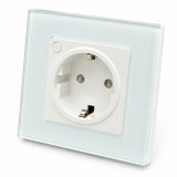 Priza inteligenta Wi-Fi incastrata alba, 2200W, Tuya, Alexa, Google