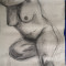 Grafica Tors de femeie , carbune pe carton format mare 100x70 cm