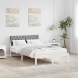 VidaXL Cadru de pat Alb și gri deschis 120 x 190 cm Lemn masiv de pin 878628