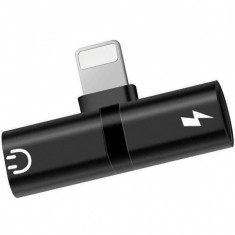 Mini Adaptor Lightning Splitter iUni dual port, pentru casti si incarcare iPhone+cadou foto