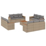 Set canapele de gradina, 13 piese, cu perne, bej, poliratan