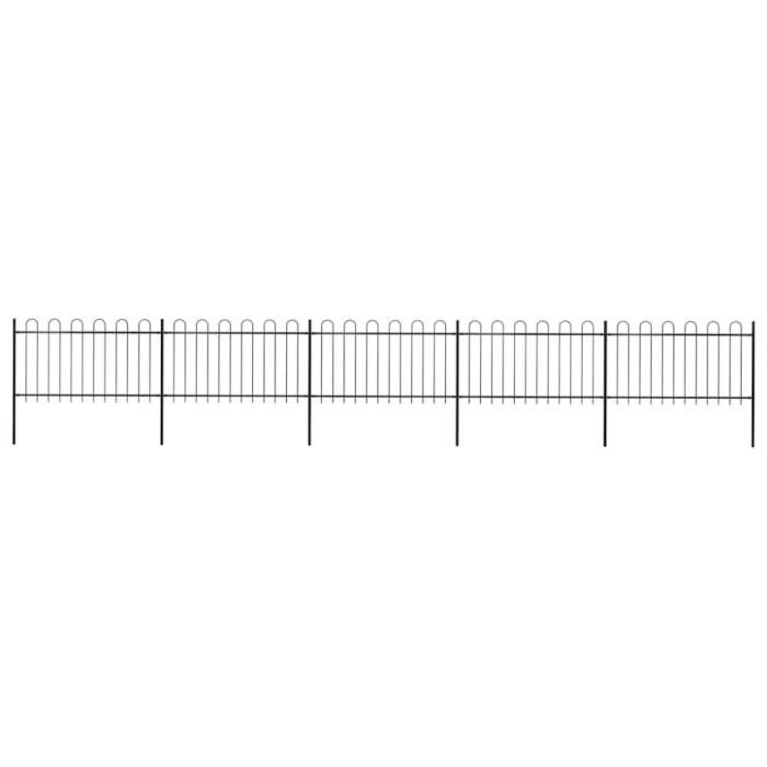 vidaXL Gard de grădină cu v&acirc;rf curbat, negru, 8,5 x 1 m, oțel