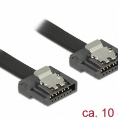 Cablu SATA III 6 Gb/s FLEXI 10cm black metal, Delock 83838