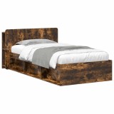 vidaXL Cadru de pat cu depozitare Stejar fumuriu 100 x 200 cm 3433340
