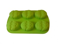 Forma silicon in forma de Ou, Pentru prajituri, Verde, 6 cavitati, 26 cm, 338COF