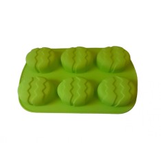 Forma silicon in forma de Ou, Pentru prajituri, Verde, 6 cavitati, 26 cm, 338COF