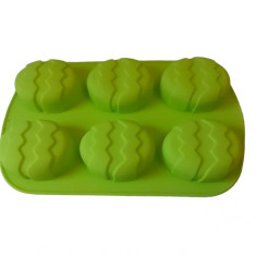 Forma silicon in forma de Ou, Pentru prajituri, Verde, 6 cavitati, 26 cm, 338COF
