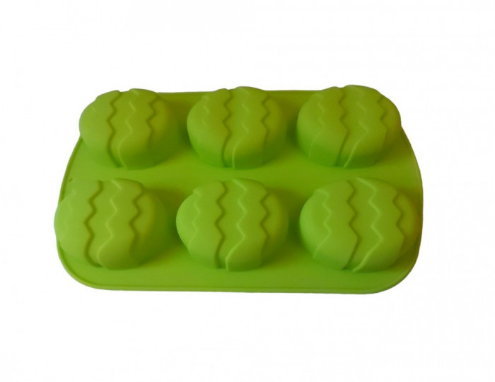 Forma silicon in forma de Ou, Pentru prajituri, Verde, 6 cavitati, 26 cm, 338COF