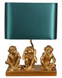 Lampa de masa cu trei maimute si abajur verde CW265, Veioze