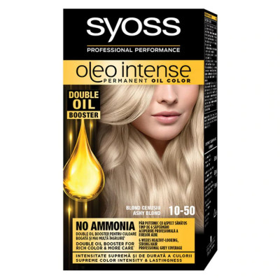 Vopsea de Par Permanenta, Fara Amoniac, SYOSS Oleo Intense, 10-50 Nuanta Blond Cenusiu, 115 ml, Vopsea Permanenta, Vopsea Fara Amoniac, Vopsea SYOSS, foto