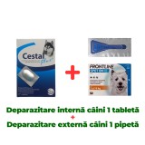 Deparazitare internă și externă c&acirc;ini, Frontline Spot On Dog 2-10kg 1 pipeta + Cestal Dog 1 tableta