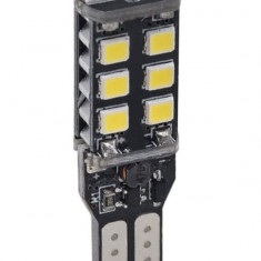 Led T10, 15 SMD, W5W, Canbus, 12V, Pentru Pozitie, Plafoniere, Portbagaj, Lumina Alb 6000k KRU105