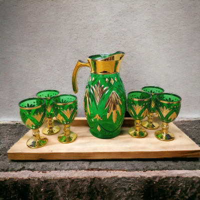 Set verde carafă cu pahare foto