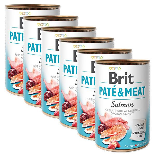 Conservă Brit Pat&eacute; &amp;amp; Meat Salmon 6 x 400 g