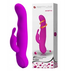 Vibrator Iepuras Mystic, 30 Moduri Vibratii, 7 Moduri Rotatii, Silicon, USB, Mov, 23.5 cm