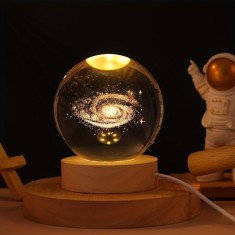 Lampa de masa moderna cu glob de cristal gravat 3D cu laser foto