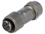 Mufă ST12 mamă PIN 4 IP67 5A 200V pentru lipire pe cablu