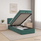 Cumpara ieftin Pat ottoman cu saltea Verde inchis 80 x 200 cm Catifea