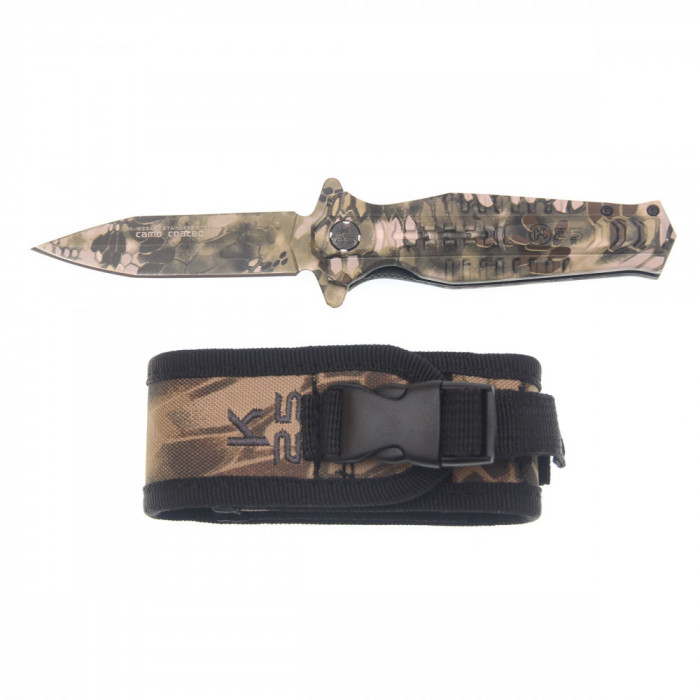 Briceag Automat Camo Coated Phyton Lama Blocabila 8.9cm K25 Spania 18324-A