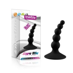 Lure Me Beaded - Butt Plug Anal Negru cu Bile, 10 cm