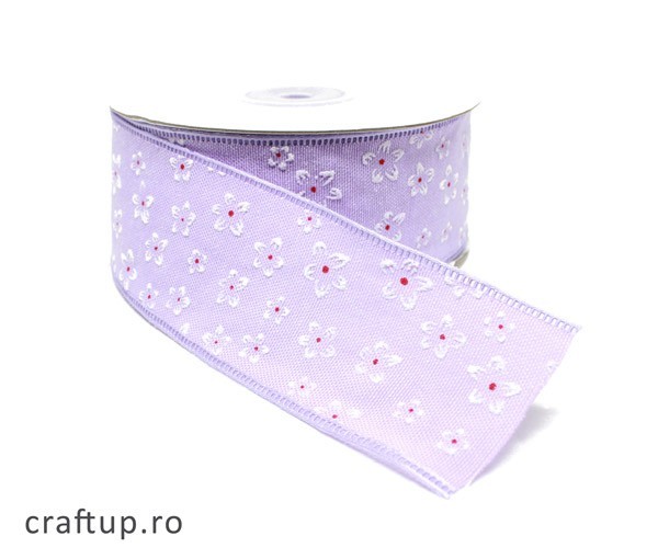 Bandă decorativă cu flori – mov (rolă 25yarzi ~ 23m) Bandă decorativă cu flori – mov (rolă 25yarzi ~ 23m)