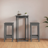 Set mobilier de bar, 3 piese, gri, lemn masiv de pin GartenMobel Dekor