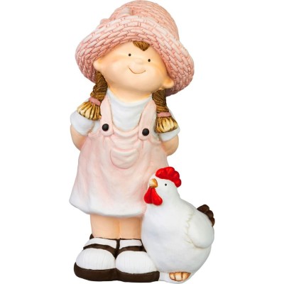 Decoratiune gradina, MagicHome, ceramica, fata cu cocos, 15.5x25.5x44.5 cm foto