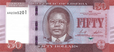 Liberia 50 Dolari 2022 - P-40 UNC !!! foto