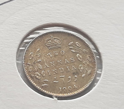 152. Moneda India 2 annas 1904 - Argint 0.917 foto