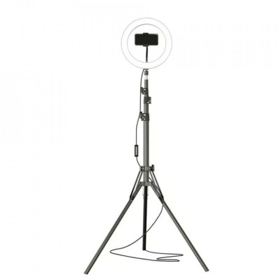 Lampa circulara Ring Light, 120 x LED SMD, 10 trepte lumina, telecomanda pe foto