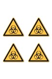 Autocolante de avertizare Biohazard W009 DIN EN ISO 7010 ASR A1.3 10cm pachet de 4 &ndash; pachet de 4, Oem