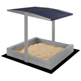 Lada nisip din lemn cu acoperis reglabil si capac, pliabila, 120x120x120 cm, gri Household NewTrend