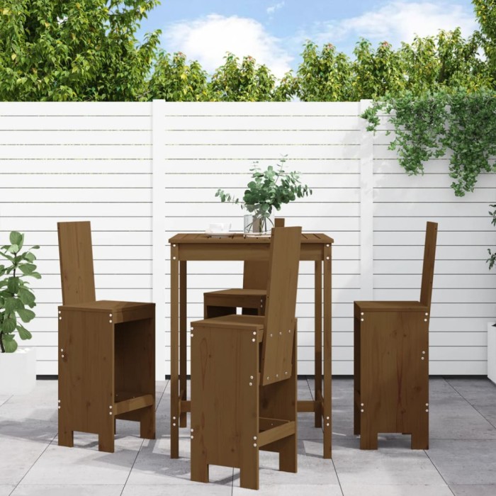 Set mobilier bar de gradina, 5 piese, maro miere lemn masiv pin GartenMobel Dekor