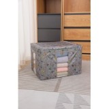 Cutie De Depozitare, Flippy, Pentru Haine, Lenjerie, Sosete Si Sutiene, Material Textil, 66L, Model Fluturasi, Canvas, Gri