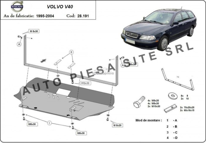 Scut metalic motor Volvo V40 fabricat incepand cu 1995 - 2004 APS-28,191