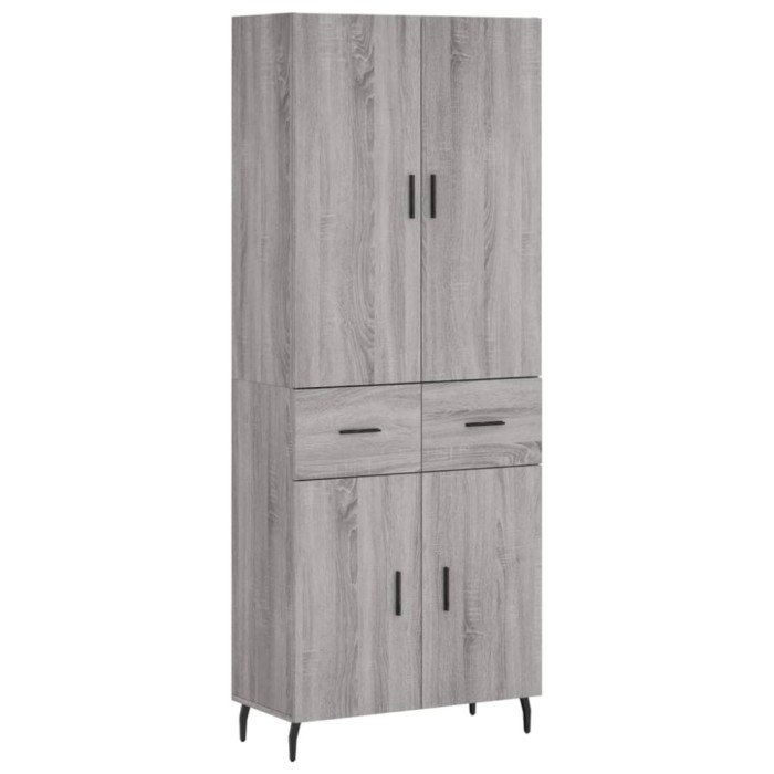 Dulap inalt, gri sonoma, 69,5x34x180 cm, lemn compozit