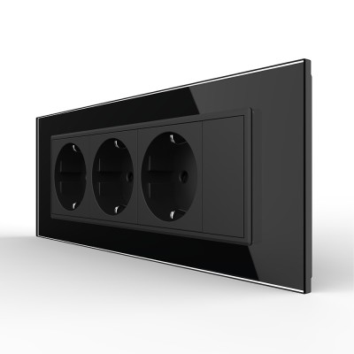 Priza tripla cu blank Livolo cu rama din sticla 6/7 module - standard Italian SmartElectro IntelligentHouse foto